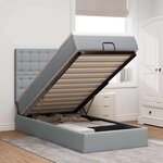 vidaXL Lit ottoman avec matelas gris clair 100x200 cm tissu