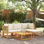 vidaXL Salon de jardin avec coussins 5 Pièces Bois d'acacia solide