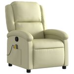 vidaXL Fauteuil de massage inclinable crème cuir véritable