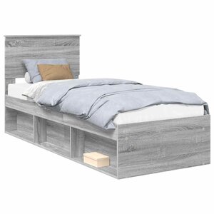 vidaXL Cadre de lit Gris Sonoma 75 x 190 cm Pin massif