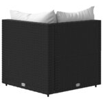 vidaXL Canapé d'angle de jardin avec coussins Noir Résine tressée