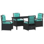 vidaXL Ensemble de salle à manger pour jardin 5 pc Noir polyrotin