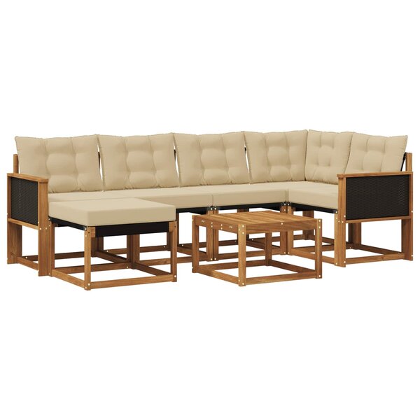 vidaXL Ensemble de canapés d'extérieur 7 Pièces Naturel et Beige