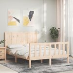 vidaXL Cadre de lit avec tête de lit 140x190 cm bois massif