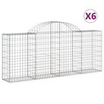 vidaXL Paniers à gabions arqués 6 Pièces 200x30x80/100 cm Fer galvanisé