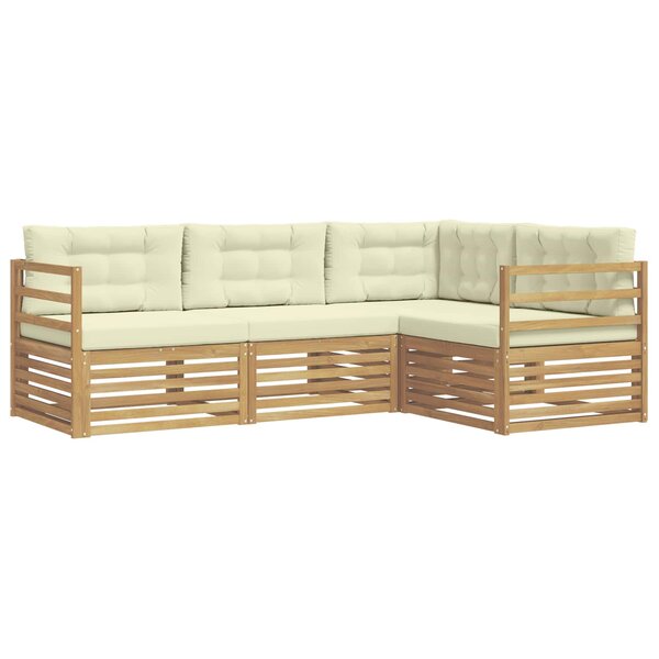 vidaXL Ensemble de canapés d'extérieur 4 pc Blanc et crème Polyester