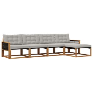 vidaXL Ensemble de canapés d'extérieur 5 pc Naturel et gris clair