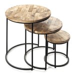 Rousseau Ensemble de tables d'appoint 3 Pièces Leo Bois de Mangolia
