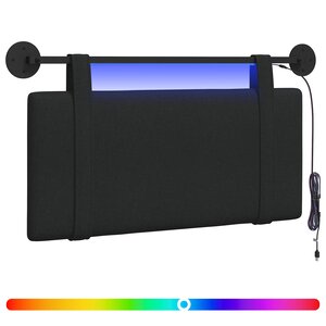 vidaXL Tête de lit suspendue Avec lumière LED Noir Tissu