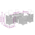 vidaXL Ensemble à manger de jardin et coussins 7 Pièces beige poly rotin