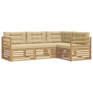 vidaXL Ensemble de canapés d'extérieur 4 Pièces Blanc et Beige