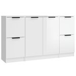 vidaXL Buffets 3 Pièces blanc brillant bois d'ingénierie