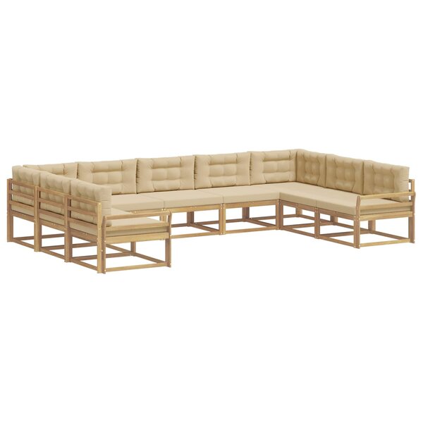 vidaXL Ensemble de canapés d'extérieur 9 Pièces Blanc et Beige