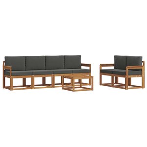 vidaXL Ensemble de canapés d'extérieur 7 Pièces Naturel et Anthracite