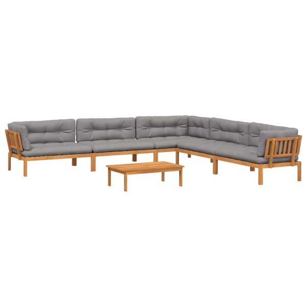 vidaXL Salon palette de jardin avec coussins 6Pièces bois d'acacia massif