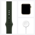 Apple Watch Series 6 GPS + Cellular, 40mm Boîtier en Acier Inoxidable Or avec Bracelet Sport Vert de Chypre