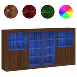 vidaXL Buffet avec lumières LED chêne marron 202x37x100 cm