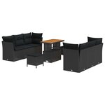 vidaXL Ensemble de canapé de jardin 9 Pièces Noir polyrotin