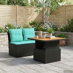 vidaXL 2 Pièce Canapé du milieu de jardin avec table relevable