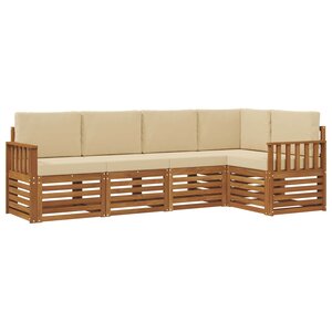 vidaXL Ensemble de canapés d'extérieur 5 pc Naturel et Beige Polyester
