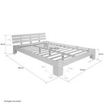 Lit double marron matelas et sommier à lattes 120x200