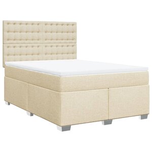 vidaXL Sommier à lattes de lit avec matelas Crème 140x200 cm Tissu