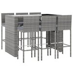 vidaXL Ensemble de bar de jardin 7 Pièces avec coussins gris poly rotin