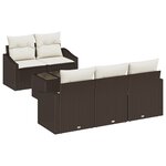 vidaXL Ensemble de sofa de jardin 6 pièces avec coussins marron en rotin synthétique