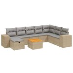 vidaXL Salon de jardin avec coussins 9Pièces mélange beige résine tressée