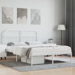 vidaXL Cadre de lit métal avec tête de lit blanc 135x190 cm