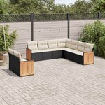 vidaXL Salon de jardin 9 Pièces avec coussins noir résine tressée