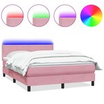 vidaXL Sommier à lattes de lit avec matelas et LED rose 160x210 cm velours