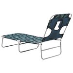 vidaXL Chaise longue avec coussin de tête Acier Motif de feuilles