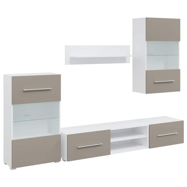 vidaXL Meubles TV avec lumière LED 5 Pièces gris pierre bois d'ingénierie