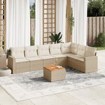 vidaXL Salon de jardin avec coussins 8 Pièces beige résine tressée