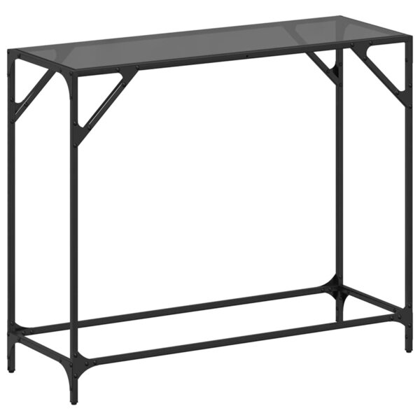 vidaXL Table console avec dessus en verre noir 98x35x81 cm acier