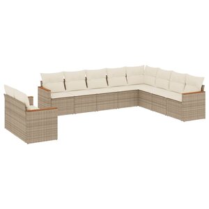 vidaXL Salon de jardin avec coussins 10 Pièces beige résine tressée