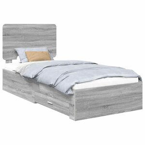 vidaXL Cadre de lit Gris Sonoma 90 x 190 cm Bois d'ingénierie