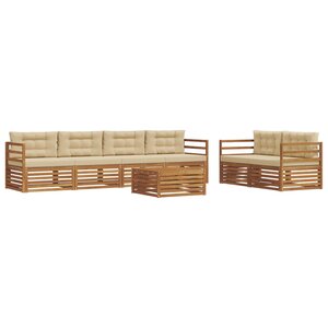 vidaXL Ensemble de canapés d'extérieur 7 Pièces Naturel et Beige