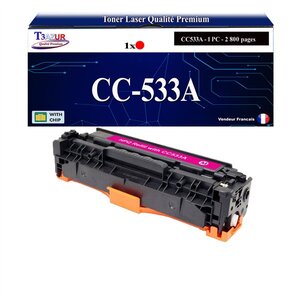 T3AZUR - Toner compatible avec CC532A pour HP Color LaserJet CP2000 CP2020 CP2024 CP2024DN CP2024N CP2025 CP2025DN CP2025N CP2025X - Magenta