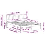 vidaXL Cadre de lit avec tête de lit Marron et gris clair 140 x 190 cm