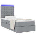 vidaXL Lit de rangement LED avec matelas Gris clair 90 x 190 cm Tissu