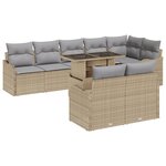 Ensemble de canapé de jardin 9 pièces avec coussins beige Poly rotin vidaXL
