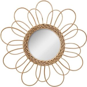 Miroir fleur en rotin - Ø 38 cm - Beige