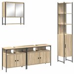 vidaXL Ensemble de mobilier de salle de bain 4 Pièces Chêne Sonoma