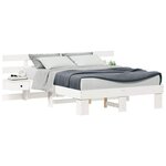 vidaXL Cadre de lit avec tête de lit Blanc 135 x 190 cm Pin massif