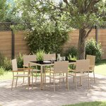 vidaXL Ensemble de salle à manger pour jardin 7 Pièces Beige