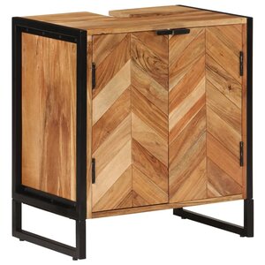 vidaXL Armoire de salle de bain bois massif d'acacia et fer