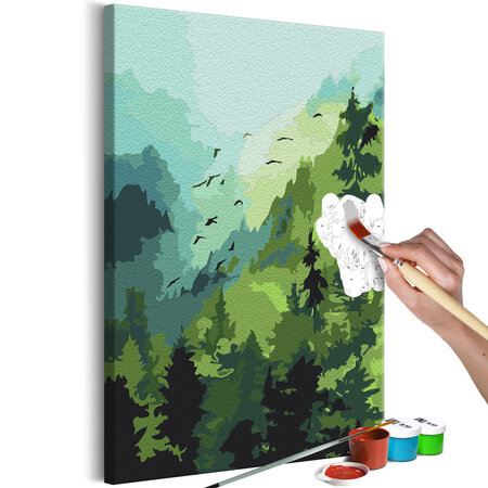 Tableau à peindre par soi-même - forest and birds l x h en cm 40x60