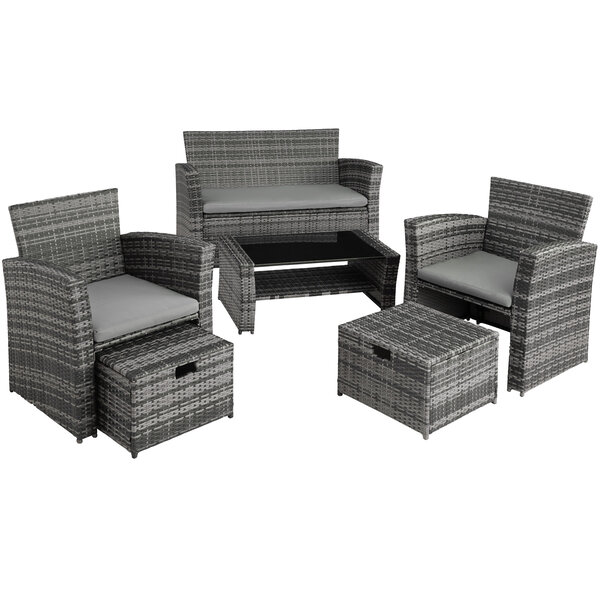 Tectake Salon de jardin MODENE 4 places avec housse de protection - gris